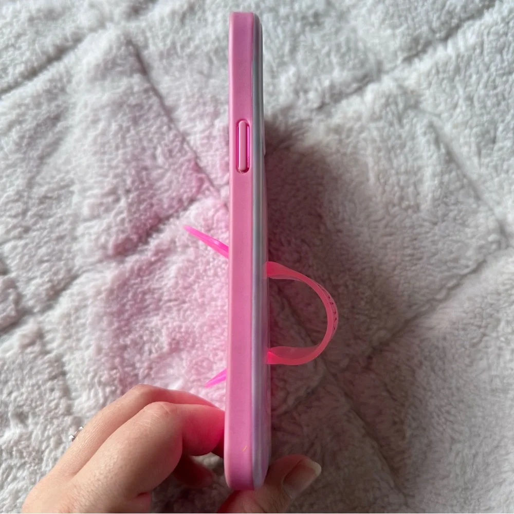 Loopy | Tie-Dye Case with Clear Neon Pink Loop | Size iPhone 12